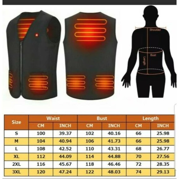 Heated Vest Warm Smart Electric USB Jacket Men Women Heating Thermal Medium - Picture 11 of 11